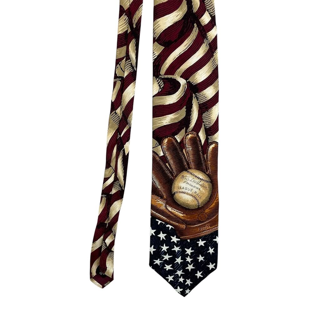 Tango by Max Raab Men's Tie Americana Series All American Baseball 100% Silk - Picture 7 of 7